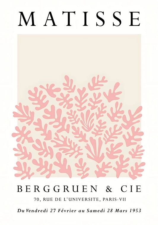 Botanical art poster composition of stylized lemon branches and foliage displayed against a crisp white background with accents of pale pink text