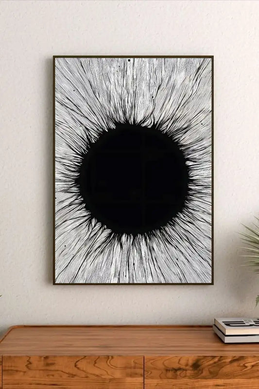 Minimalist abstract design showing complex overlapping geometric shapes and sharp linear elements using dark gray tones