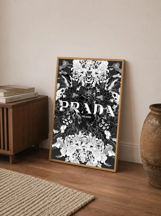 Stylized arrangement of natural floral elements and greenery, composed symmetrically in various forest greens and blacks