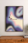 Portrait poster with blurred gradient swirls in purple, blue, pink, and cream; black starburst icons above bold "1111" and "TRUST THE UNIVERSE" text