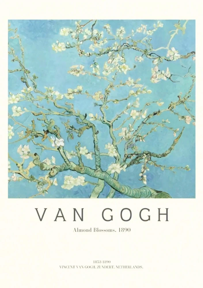 Detailed view of almond spring art showing subtle gradients of yellow and blush pink in a vertical orientation, printed on high-quality matte paper