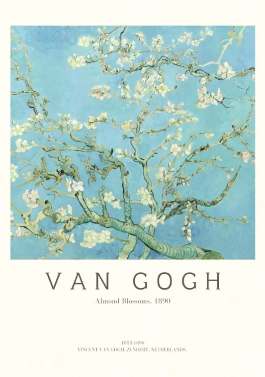 Detailed view of almond spring art showing subtle gradients of yellow and blush pink in a vertical orientation, printed on high-quality matte paper