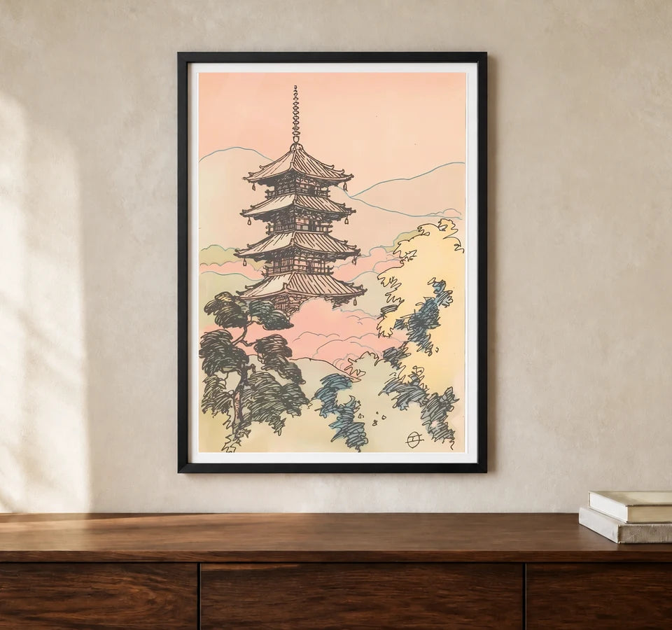 Product-focused lifestyle view of A4 · Black Gallery Frame - gallery image 1 of 5