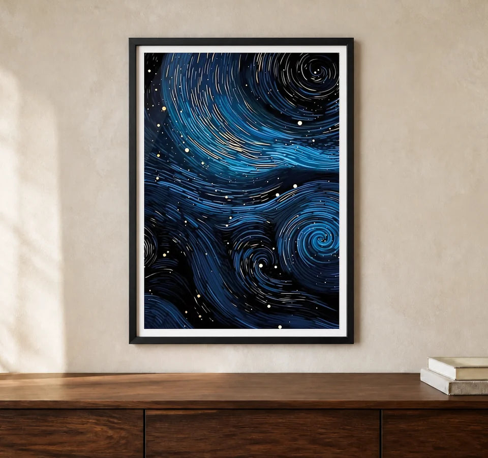 Product-focused lifestyle view of A4 · Black Gallery Frame - gallery image 1 of 5