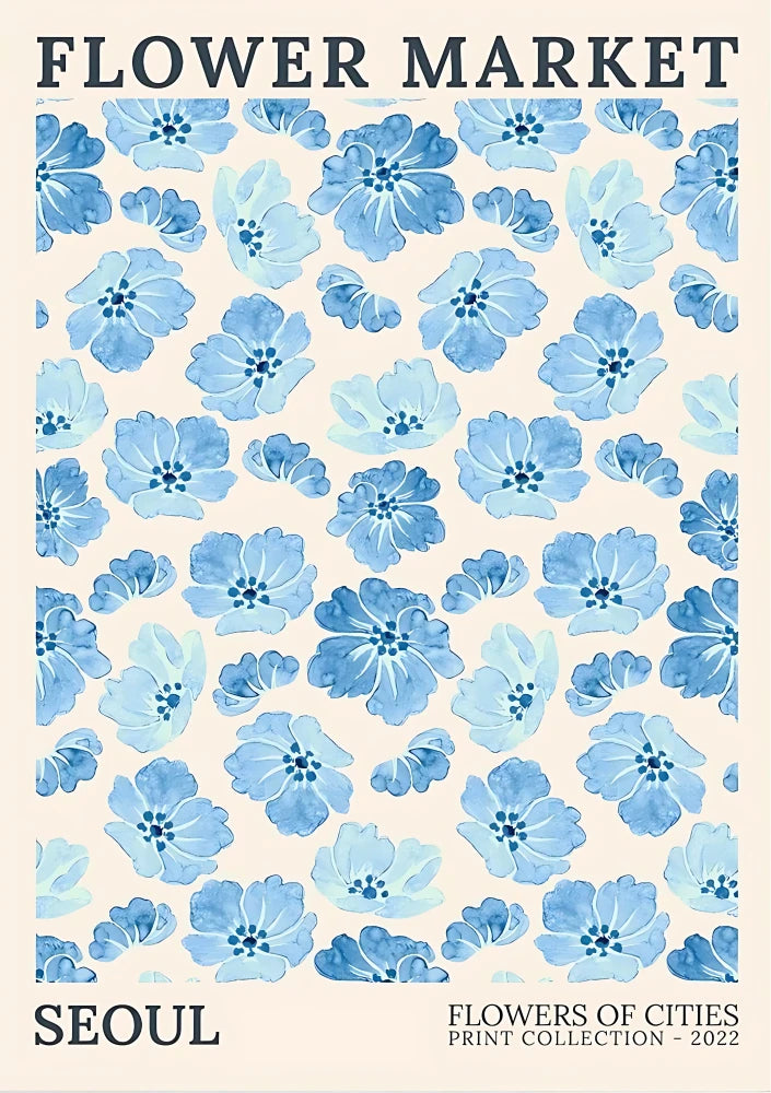 Pastel-toned art piece using layered text and abstract blue elements, presenting a cohesive vintage typographical aesthetic design
