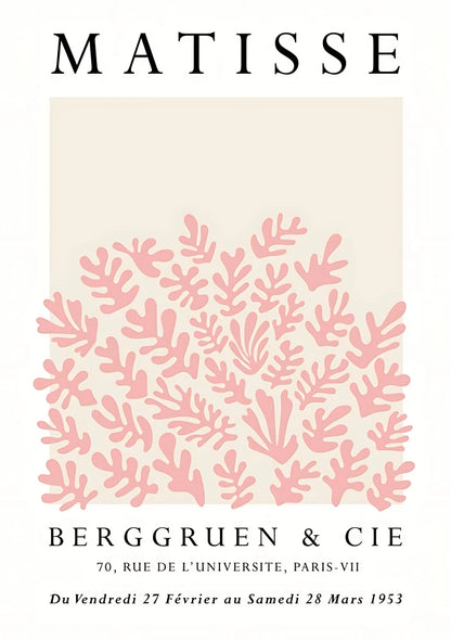 Botanical art poster composition of stylized lemon branches and foliage displayed against a crisp white background with accents of pale pink text