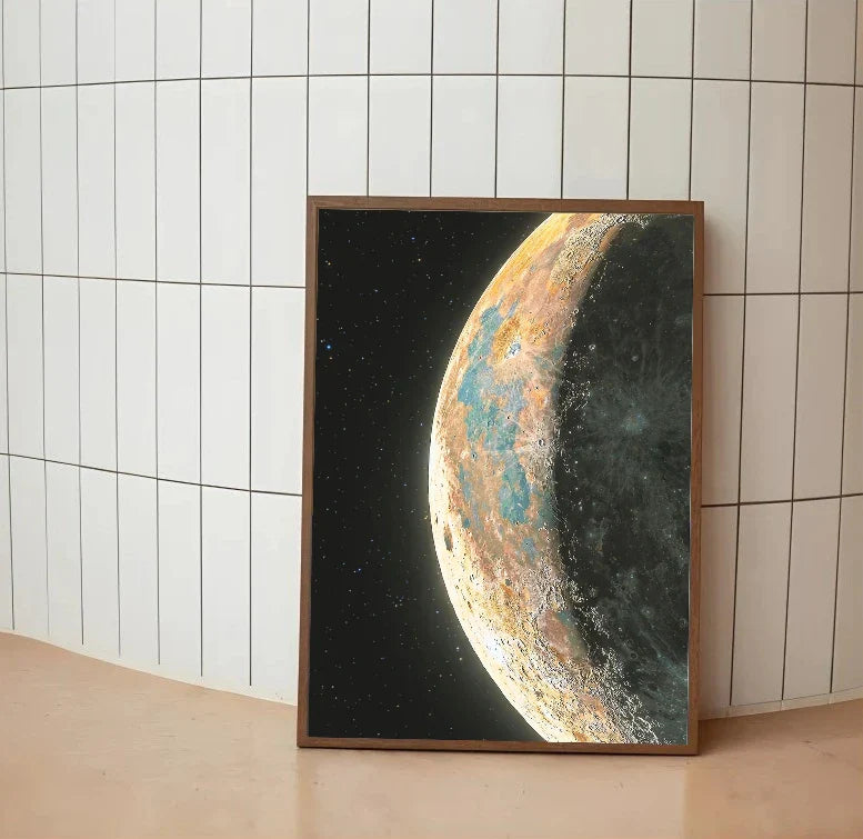 Celestial vista depicting nebulous cosmic clouds in deep blues and blacks, suggesting an astronomical observation through a scientific scope