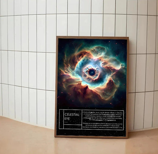 Portrait astronomical art featuring vintage scientific diagrams, deep blue and black celestial backgrounds, and golden stylized constellation maps