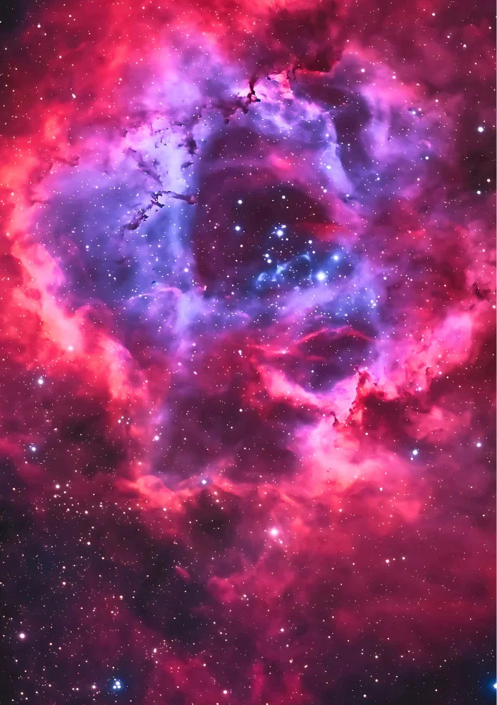 Scientific yet artistic print displaying constellations and star fields in black and deep violet hues with dotted line celestial mapping elements