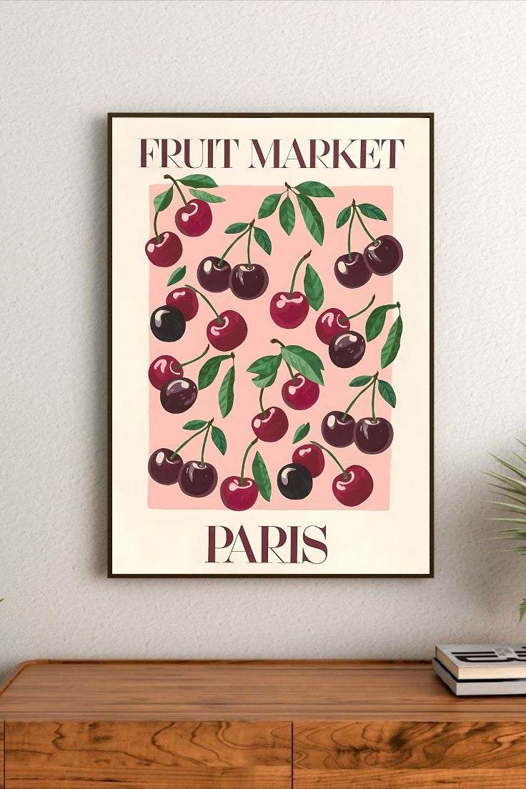 Pastel illustration with stylized pink lettering and delicate drawings of citrus slices, cherries, and floral motifs in a soft spring color scheme