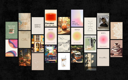 Collection of various posters with different designs and text on a black background