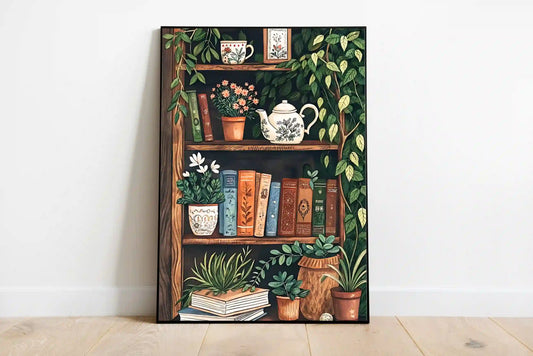 A grouping of rustic cottagecore posters featuring delicate botanical sketches and woodland flora in soft earthy and muted tones