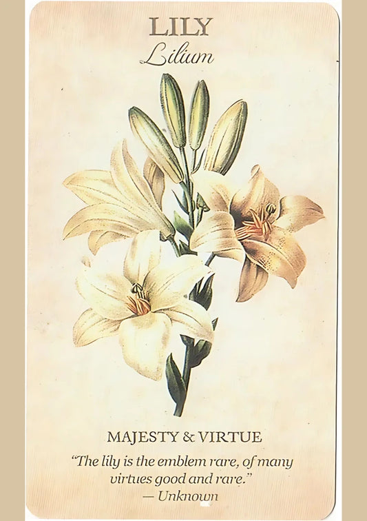 Detailed cottage core art poster featuring vibrant lilies and assorted wildflowers in a soft, natural color palette