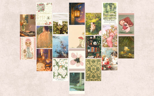 Rustic botanical illustration poster with script typography that reads "Gather" alongside watercolor depictions of lavender and chamomile flowers