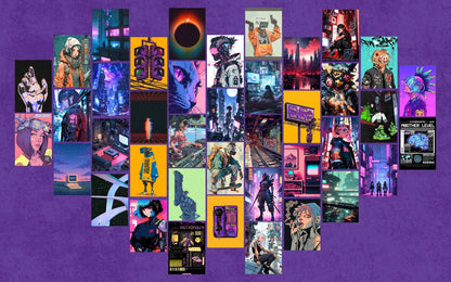 A digital collage combining abstract cyberpunk elements, glitch textures, and data streams in deep blacks, electric blues, and vibrant reds