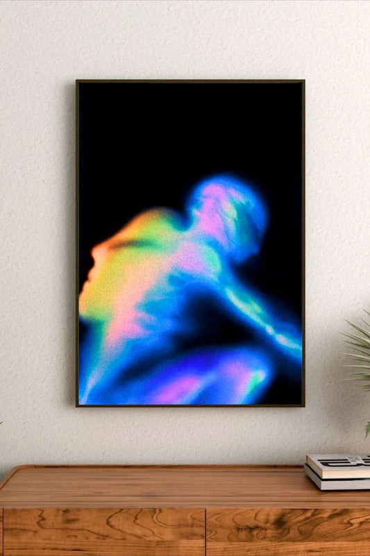 Abstract cosmic design of deep space dimensions with swirling nebulae effects in bright blues and vibrant royal purples