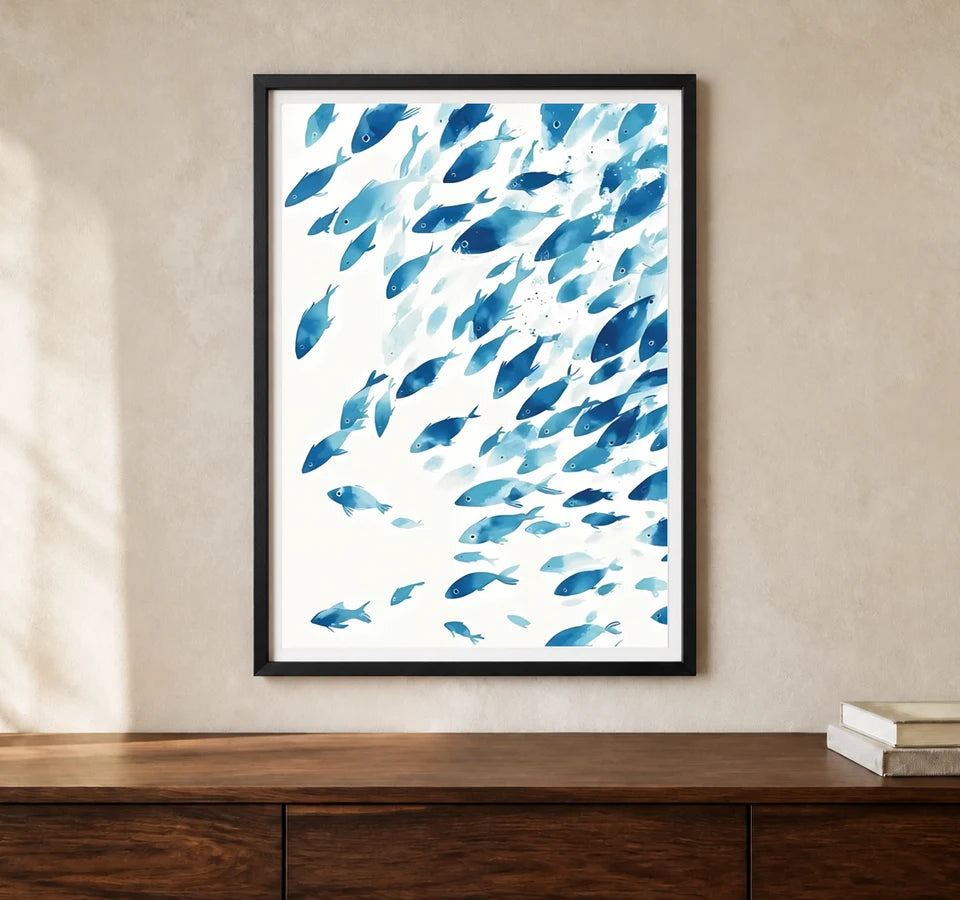 Product-focused lifestyle view of A4 · Black Gallery Frame - gallery image 1 of 5
