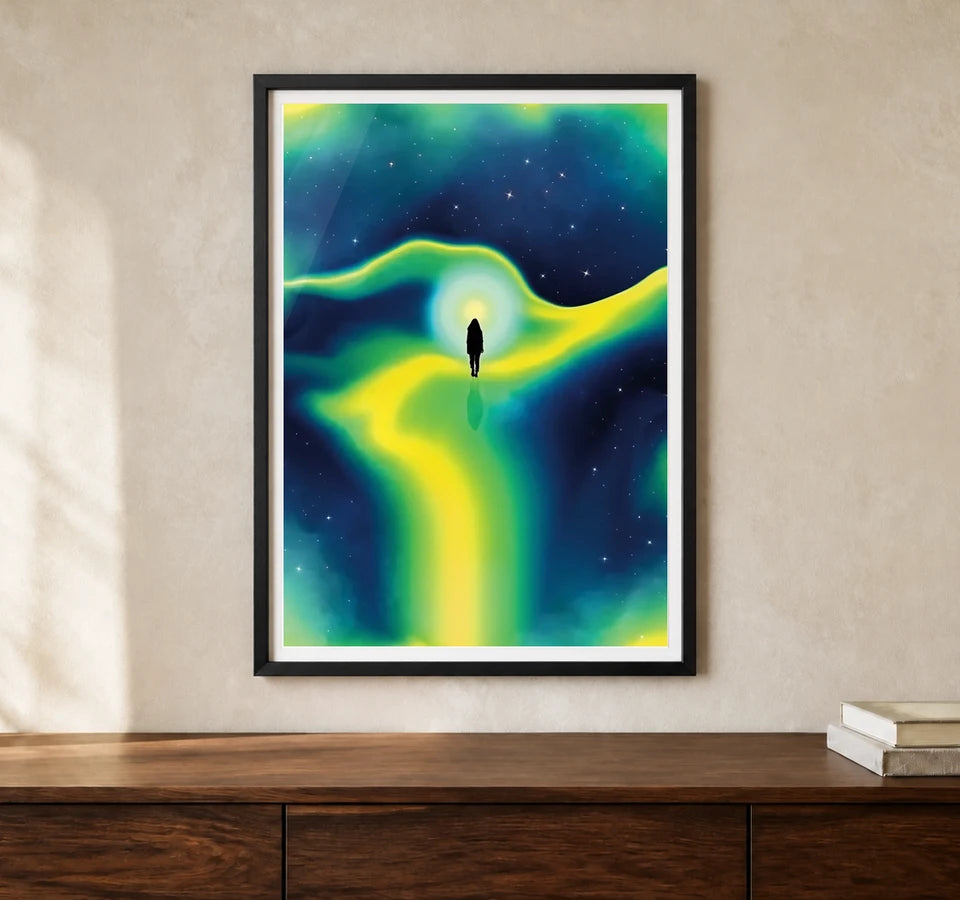 Product-focused lifestyle view of A4 · Black Gallery Frame - gallery image 1 of 5