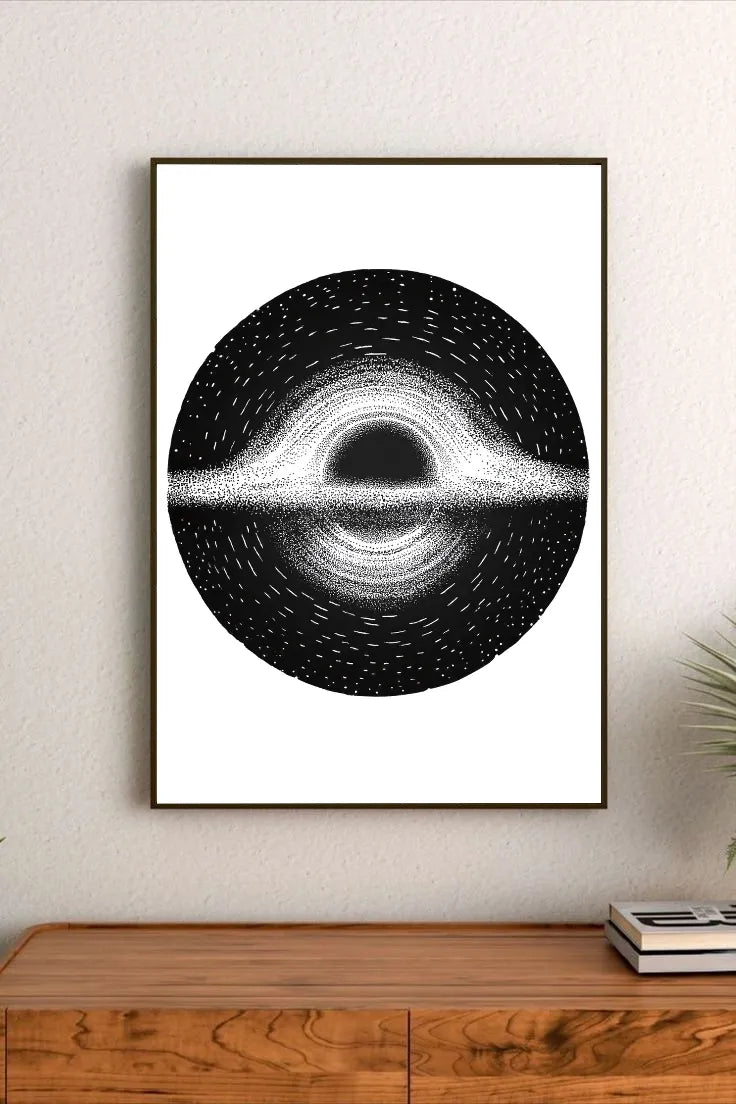 High contrast abstract poster showing broken geometry dissolving in electric cyan and deep indigo hues against dramatic, textured black backgrounds