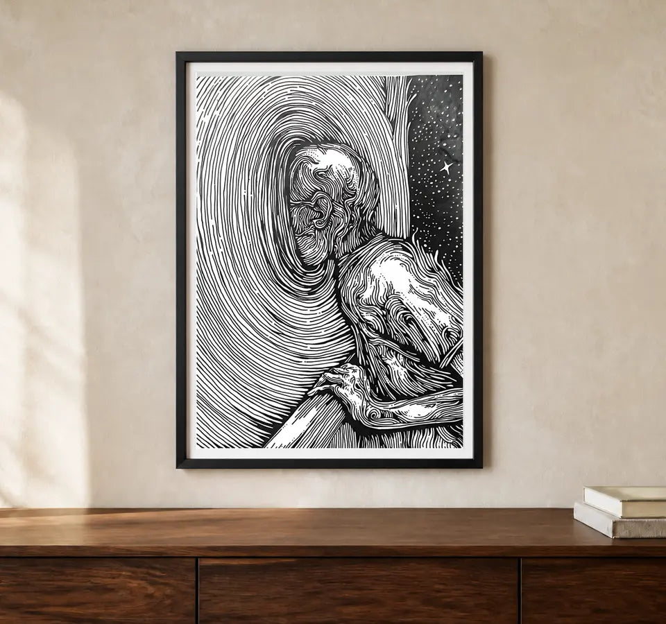 Product-focused lifestyle view of A4 · Black Gallery Frame - gallery image 1 of 5