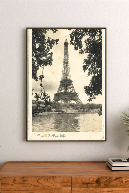 Vintage architectural style poster with monochromatic lines, featuring abstract monument structures and large, integrated typography compositions