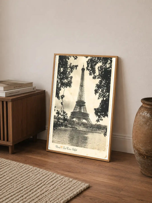 The artwork emphasizes vertical composition with stacked vintage typefaces and linear drawings of faded monumental pillars