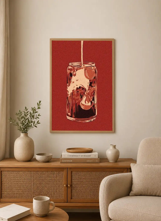 Noir aesthetic portrait poster featuring stylized characters against deep shadows, utilizing black, red, and muted tones