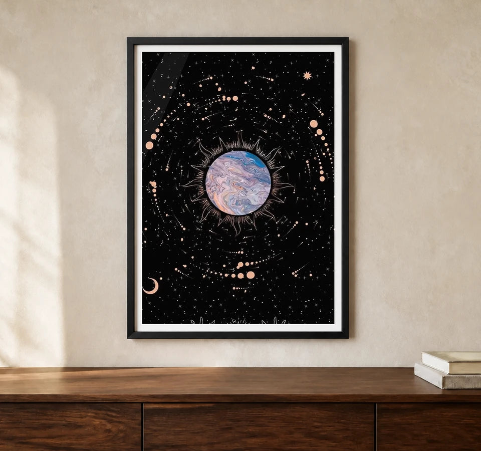 Product-focused lifestyle view of A4 · Black Gallery Frame - gallery image 1 of 5