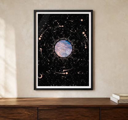Product-focused lifestyle view of A4 · Black Gallery Frame - gallery image 1 of 5