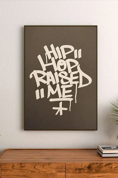 High contrast graphic art combining bold phrases and detailed street-art graphics in shades of blue, purple, and orange tones