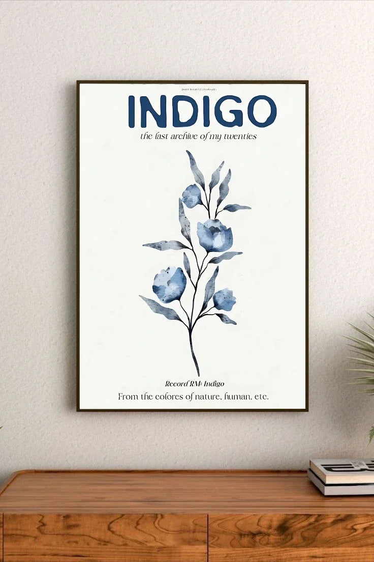 Vintage scientific sketch poster featuring cataloged drawings, stylized text elements, and indigo archive notes in sepia and muted blues