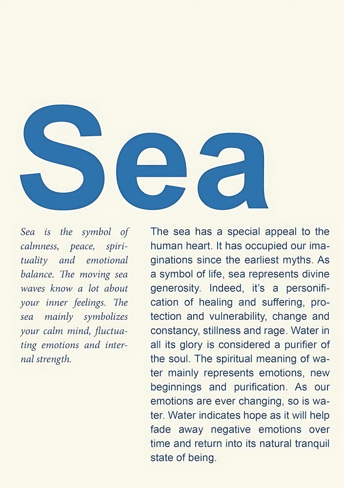 Vertical graphic poster displaying layered shades of azure and indigo blue; incorporates modern typography reading "Inner Tide" into the composition