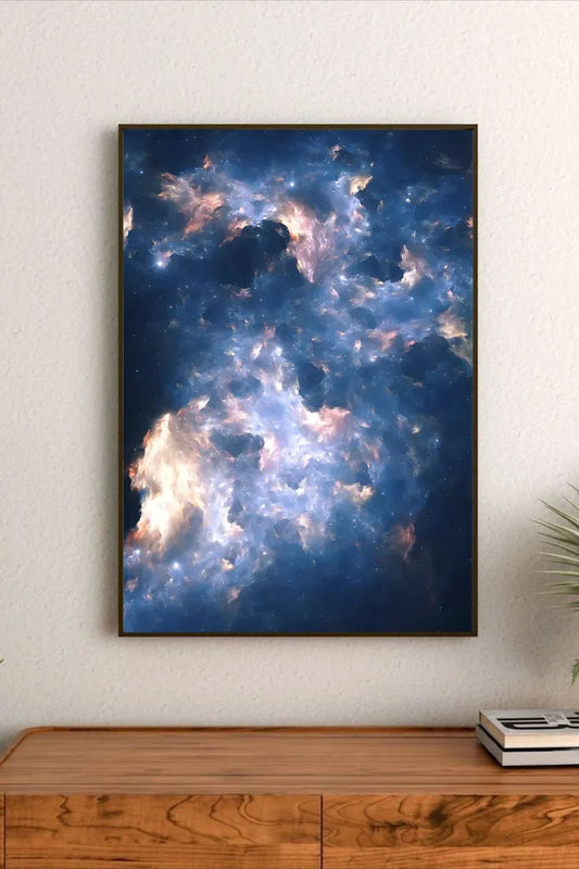 Celestial field art featuring deep teal and emerald green tones, illustrating distant galaxies and star clusters in an abstract composition