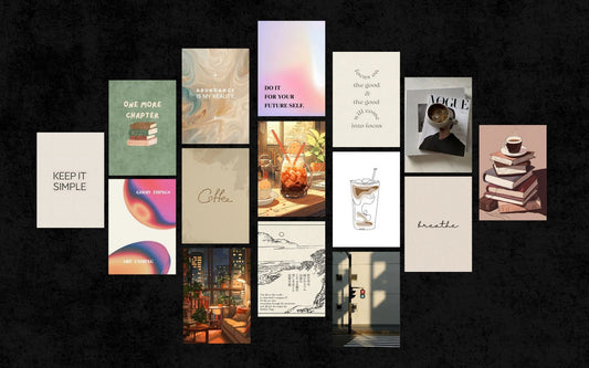 Collection of various posters with different designs and text on a dark background