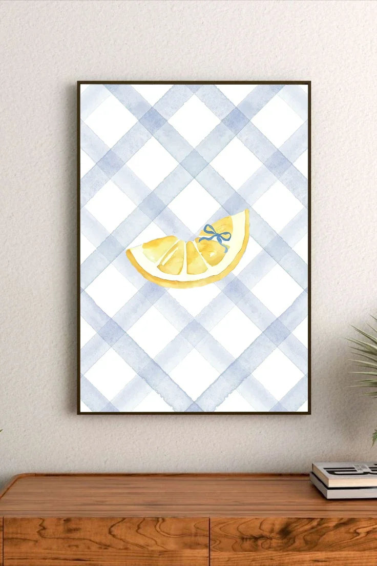 Minimalist yellow lemon graphic on white background, presenting a simple, clean line drawing botanical depiction of citrus fruit