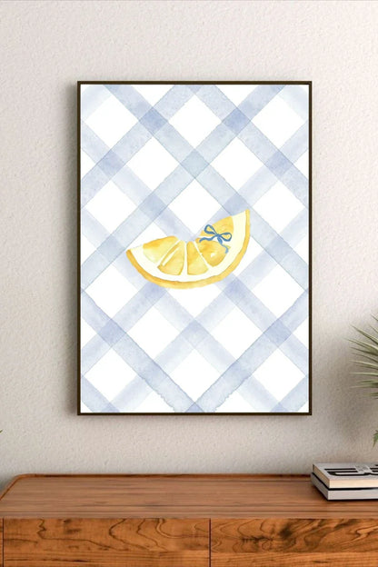 Minimalist yellow lemon graphic on white background, presenting a simple, clean line drawing botanical depiction of citrus fruit