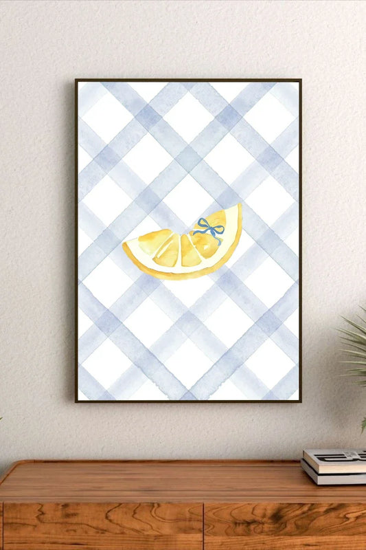 Minimalist yellow lemon graphic on white background, presenting a simple, clean line drawing botanical depiction of citrus fruit