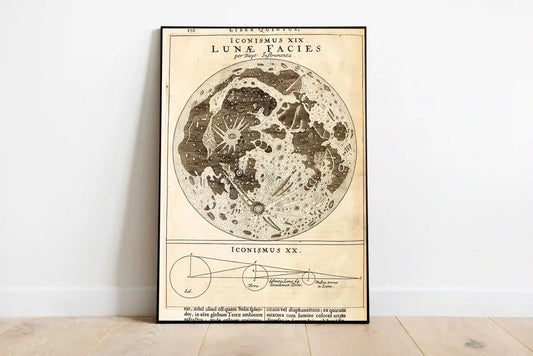 Highly ornamental portrait poster featuring a dark moon face surrounded by intricate baroque gold scrollwork and celestial symbols on black