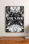 Vertical portrait botanical design featuring delicate dark foliage and leaves in shades of deep green against a black background
