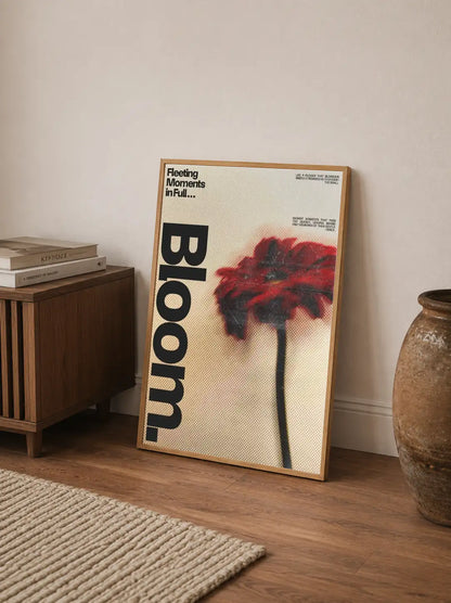 Vertical artwork displaying the title above a lush circular wreath of foliage, composing a striking mix of leaves and muted flowers on black paper