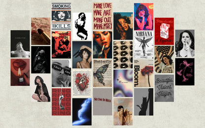 A curated gallery collage featuring diverse monochrome portraits, abstracted figures, and detailed artistic fragments in deep, moody shadows