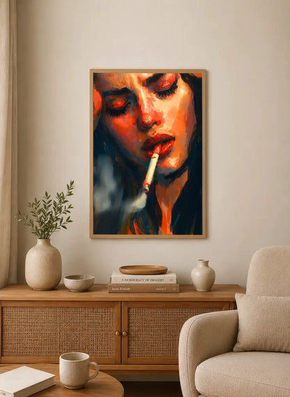 Portrait digital art featuring contrasting cream typography layered over dramatic, sketched noir portraiture set against a solid black background