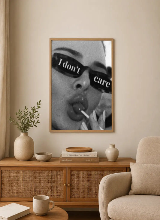 High-contrast portrait wall art featuring stylized typography and abstract geometric shapes in black, white, and deep charcoal tones