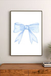 Vertical abstract artwork featuring flowing, fluid lines and stylized waves in shades of pale blue and soft teal