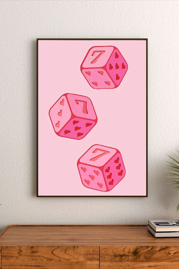 Pastel lucky seven design featuring numbers three, seven, and nine. The bold typography is framed by bright pink and cyan blue watercolor accents