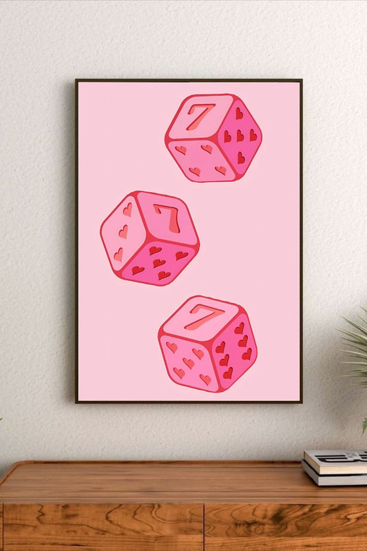 Pastel lucky seven design featuring numbers three, seven, and nine. The bold typography is framed by bright pink and cyan blue watercolor accents