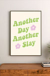 Two vertically oriented posters displaying pink and white abstract floral patterns in a complementary set style with black accents