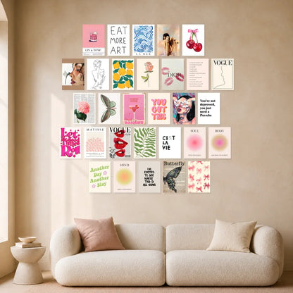 Pink Lemonade A5 30-poster kit styled on a warm gallery wall - gallery image 1 of 5