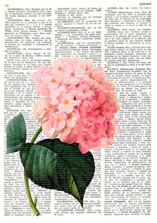 Detailed view of botanical artwork composed of layered, dried floral elements with muted green foliage and blush pink blossoms