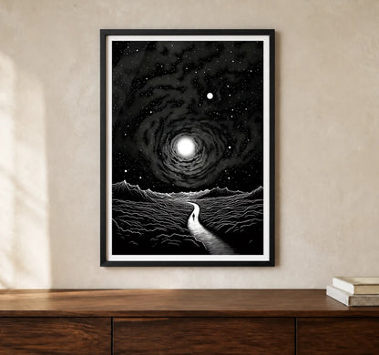 Product-focused lifestyle view of A4 · Black Gallery Frame - gallery image 1 of 5